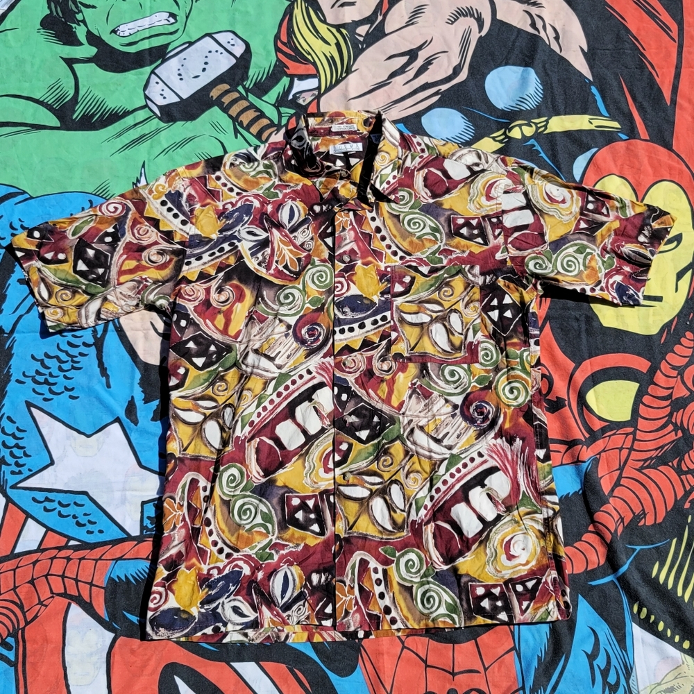 Vintage Retro Button Shirt Large